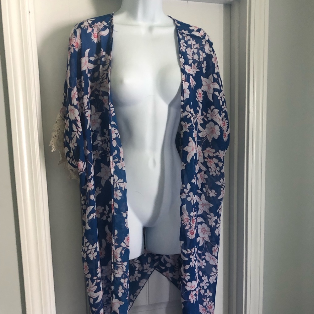 Blue floral kimono